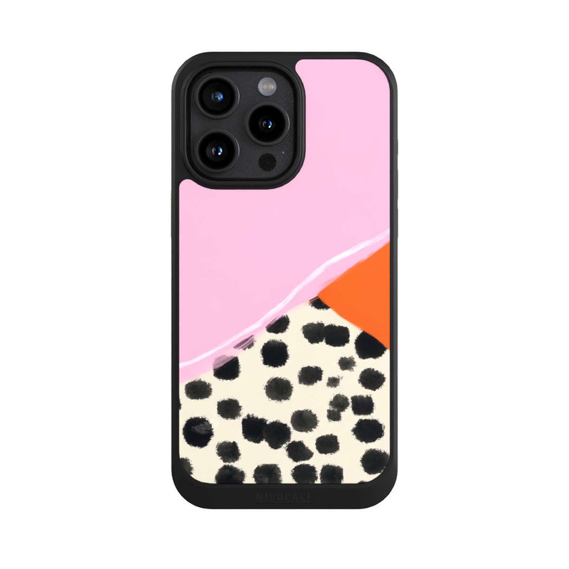 iPhone 15 Pro Max NIVOcore Pink and Orange Modern Art with Dots