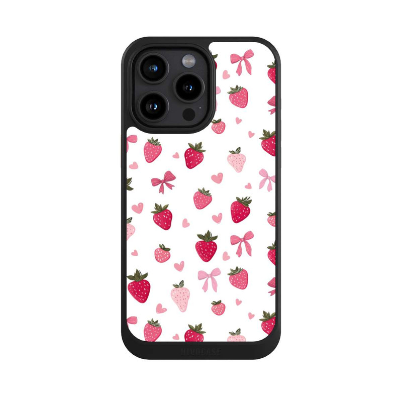 iPhone 15 Pro Max NIVOcore Erdbeer Herz Schleifen Muster Pink