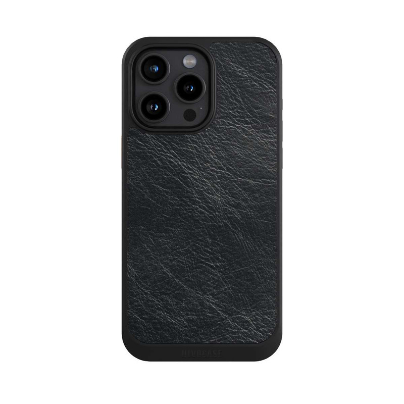 iPhone 15 Pro Max NIVOcore Schwarzer Lederlook Hintergrund