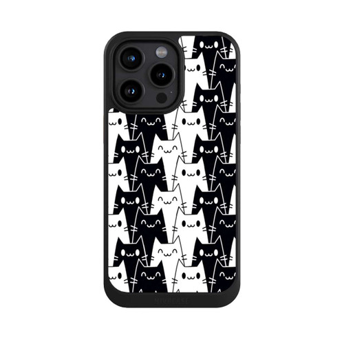 Apple iPhone 15 Pro Max NIVOcore Katzentapete Schwarz Weiß