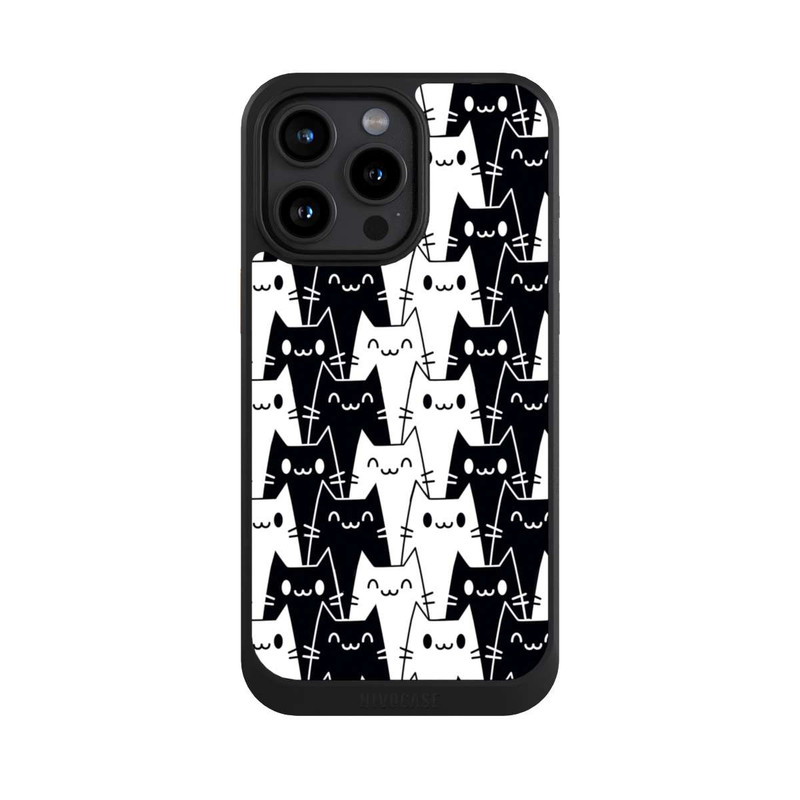 iPhone 15 Pro Max NIVOcore Papier Peint Chat Noir Blanc