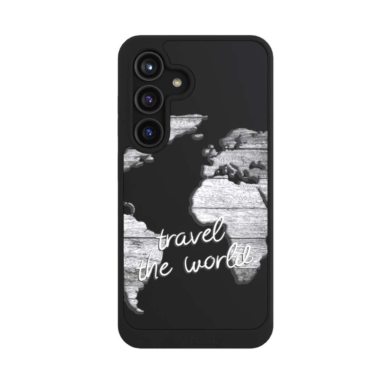 Galaxy S24 NIVOcore Carte du Monde Bois sans Fond
