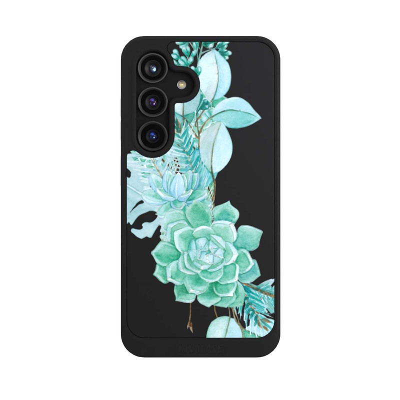 Galaxy S24 NIVOcore Fleurs Vertes Menthes Transparent