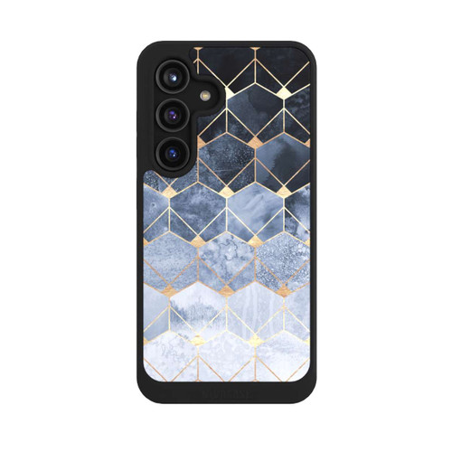 Samsung Galaxy S24 NIVOcore Blaue Sechsecke und Diamanten Golddruck