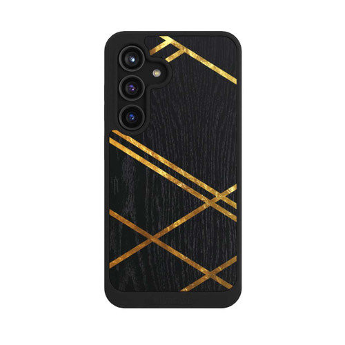 Samsung Galaxy S24 NIVOcore Black Geometric Pattern Golden Stripes