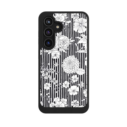 Samsung Galaxy S24 NIVOcore Fleurs et rayures noir et blanc