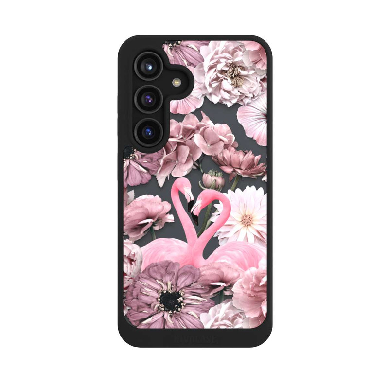 Galaxy S24 NIVOcore Flamants roses en motif de fleurs