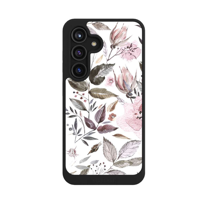 Galaxy S24 NIVOcore Aquarelle Fleurs Roses Brunes