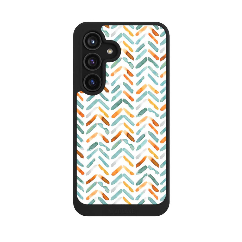 Galaxy S24 NIVOcore Élégant Automne Chevron Bleu Orange