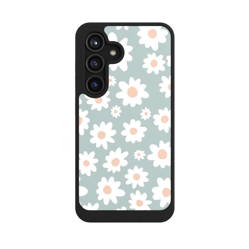Galaxy S24 NIVOcore Daisy Flower Seamless Pattern Green