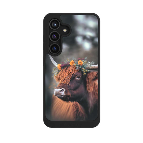 Samsung Galaxy S24 NIVOcore Vache des Highlands avec des fleurs avec IA