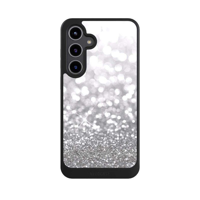 Galaxy S24 + NIVOcore Pluie de Paillettes Argentées Look