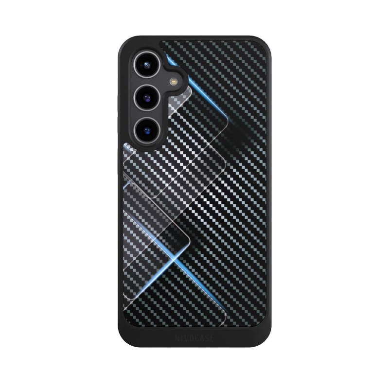 Galaxy S24 + NIVOcore Blaue Linien auf Karbon