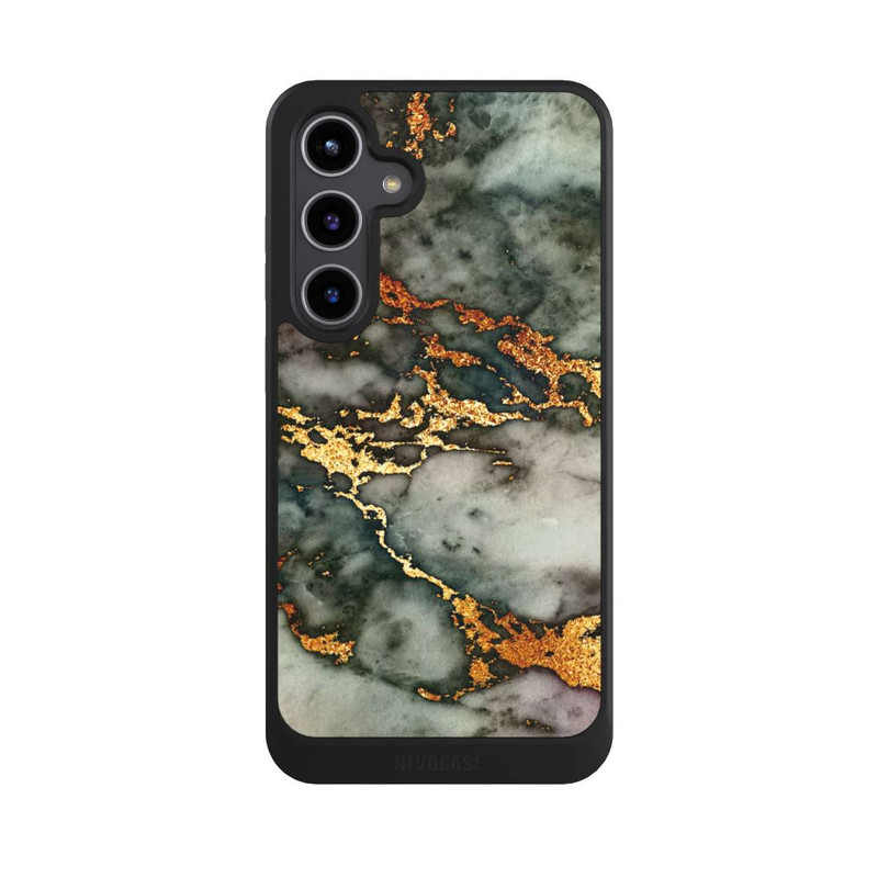 Galaxy S24 + NIVOcore Grauer und goldener Marmor Look