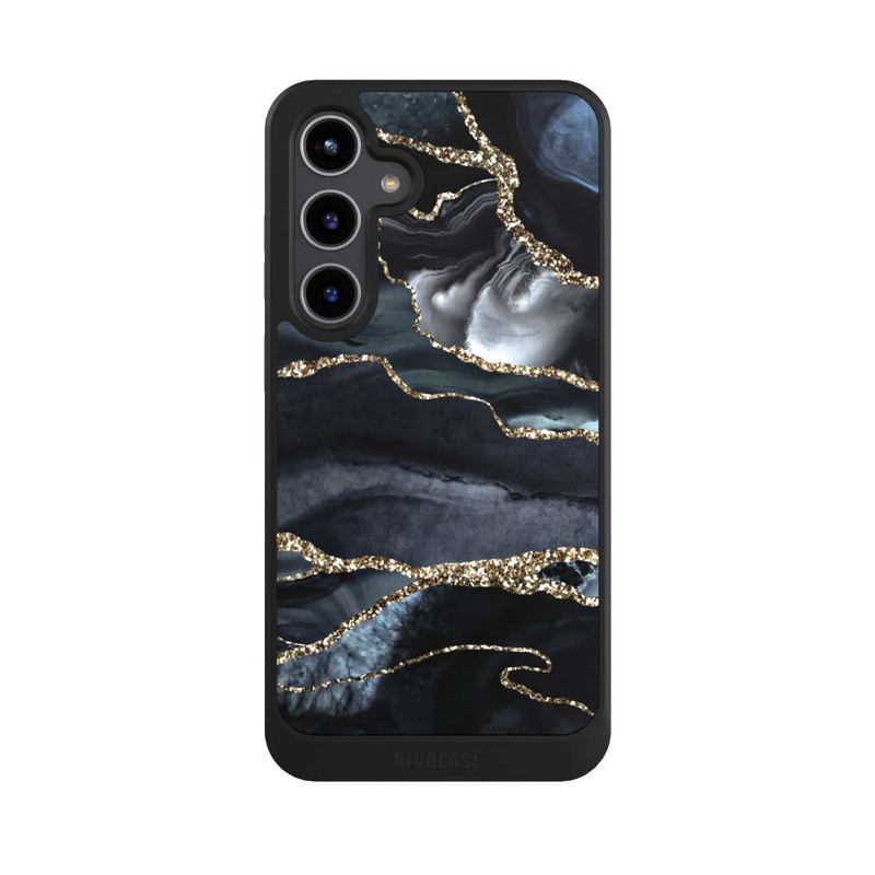Galaxy S24 + NIVOcore Dunkler Marmor Gold Glitzerlook