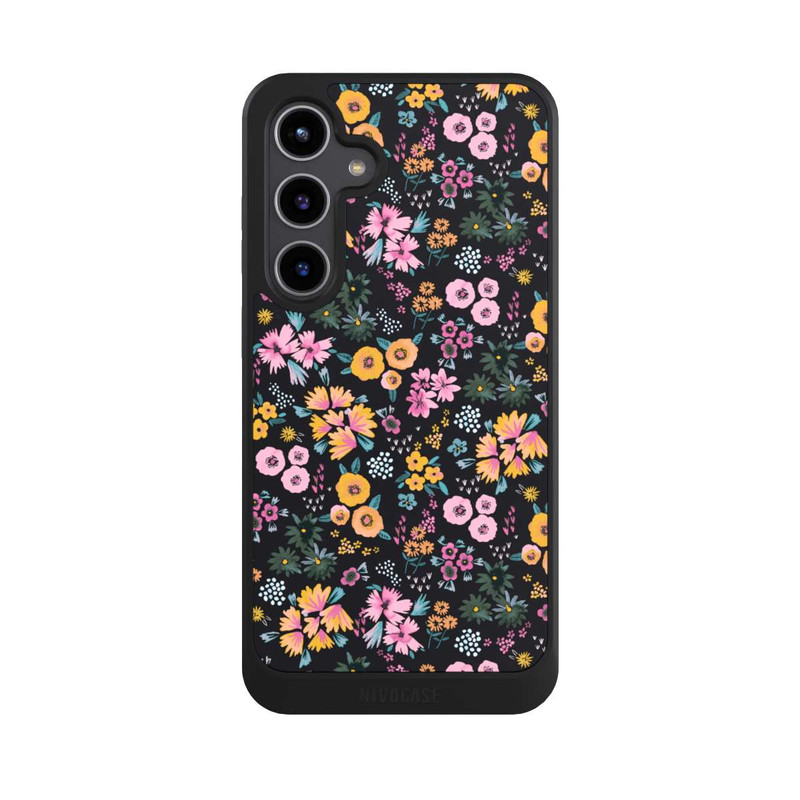 Galaxy S24 + NIVOcore Kleine bunte Blumen Schwarz 2