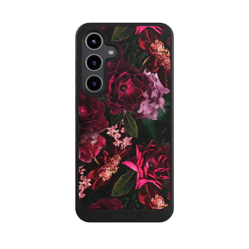 Galaxy S24 + NIVOcore Dunkle romantische Vintage Rosen und Pfingstrosen