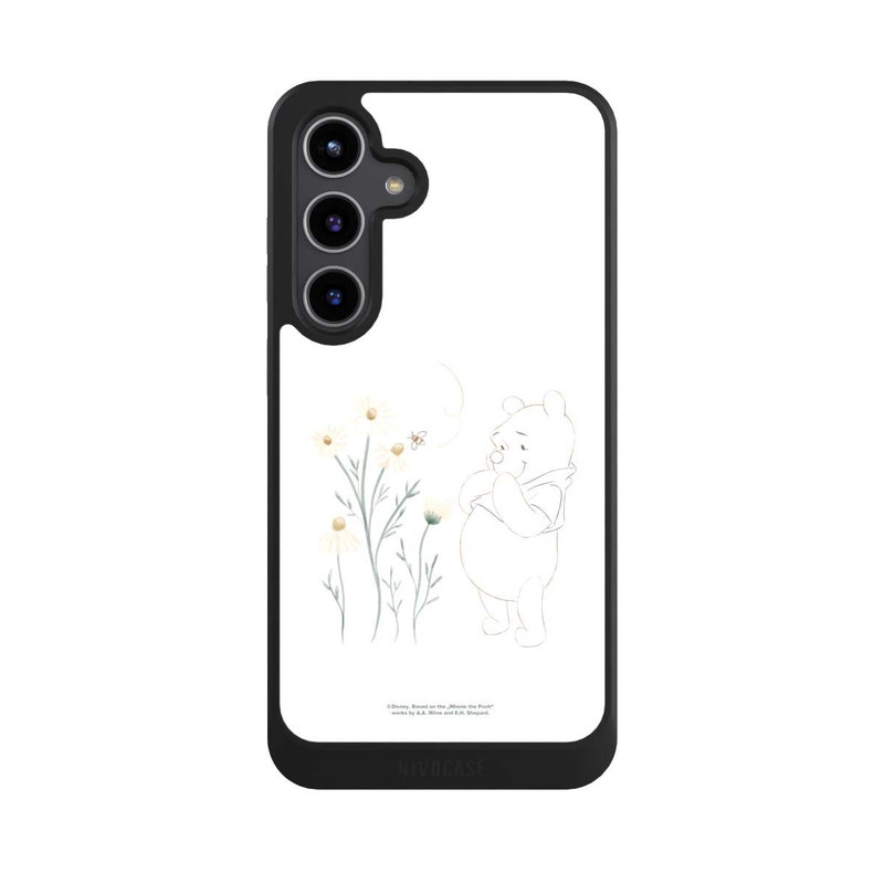 Galaxy S24 + NIVOcore Winnie Puuh sieht sich Gänseblümchen an