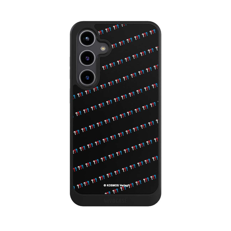 Galaxy S24 + NIVOcore Drei Fragezeichen Muster Schräg