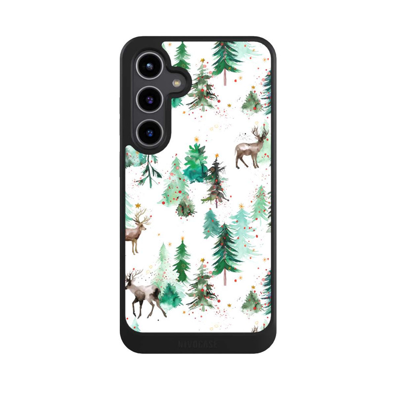 Galaxy S24 + NIVOcore Hirsche und Winterweihnachtsbäume