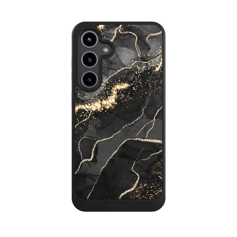Galaxy S24 + NIVOcore Dunkler Marmor Wirbel Goldoptik