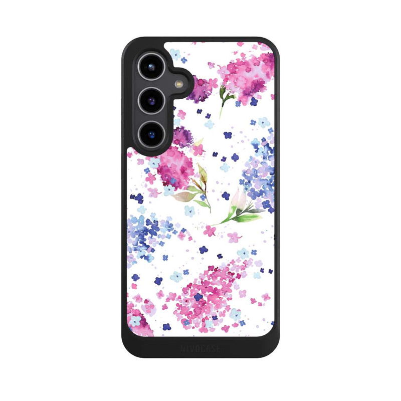 Galaxy S24 + NIVOcore Hortensien Lila und Rosa Blumen
