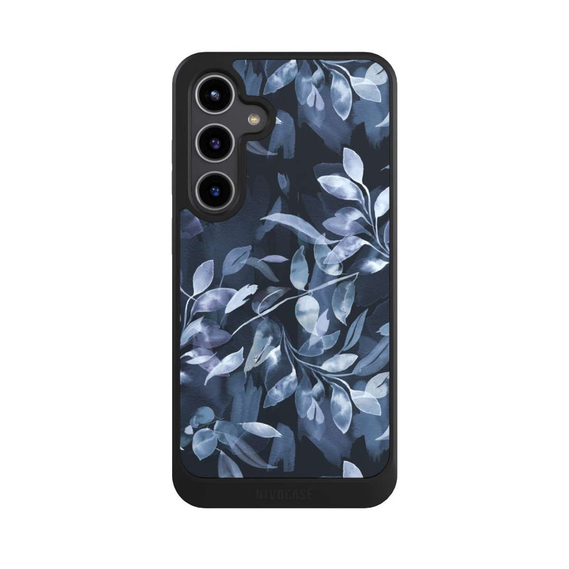 Galaxy S24 + NIVOcore Mystische Aquarellblätter marineblau