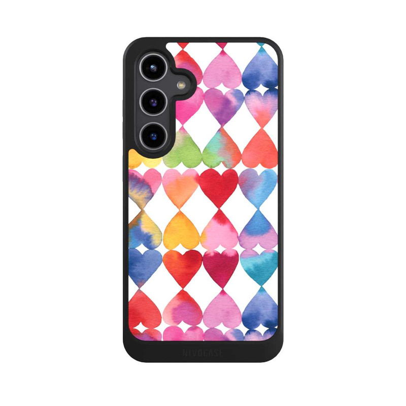 Galaxy S24 + NIVOcore Buntes Herz Watercolor Muster