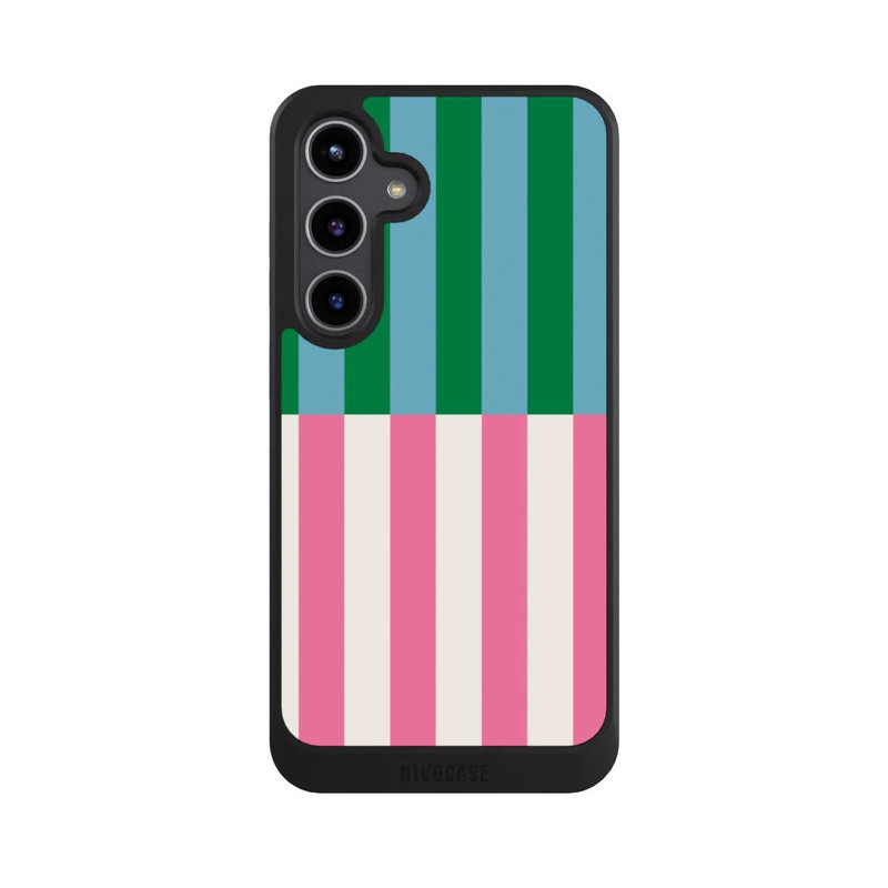 Galaxy S24 + NIVOcore Motif Rayé Vert Rose