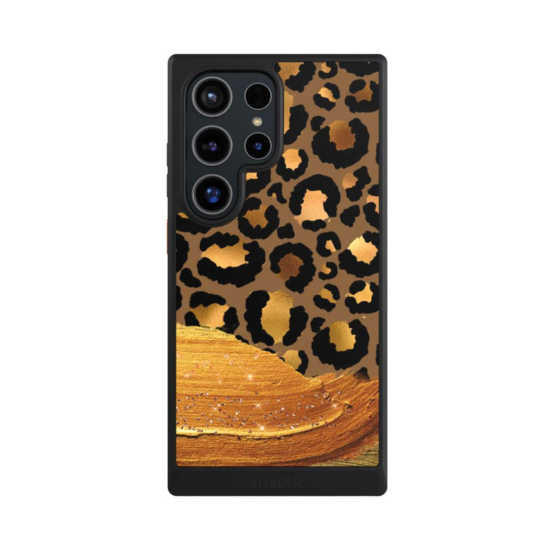 Galaxy S24 Ultra NIVOcore Dunkelgoldener Leoparden Glitzerlook