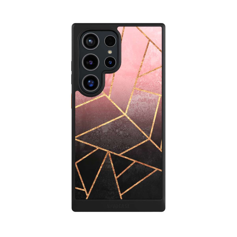 Galaxy S24 Ultra NIVOcore Pinker und Schwarzer Stein Gold Druck