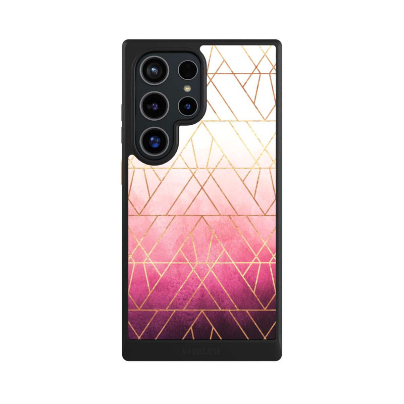 Galaxy S24 Ultra NIVOcore Pink Ombre Triangles Gold Print