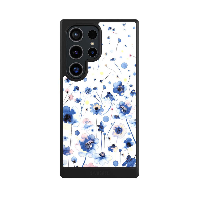 Galaxy S24 Ultra NIVOcore Aquarelltinte blaue Blumen