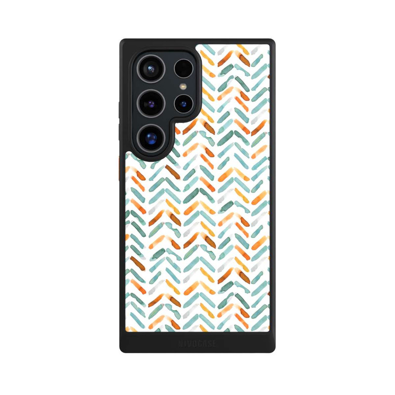 Galaxy S24 Ultra NIVOcore Élégant Automne Chevron Bleu Orange