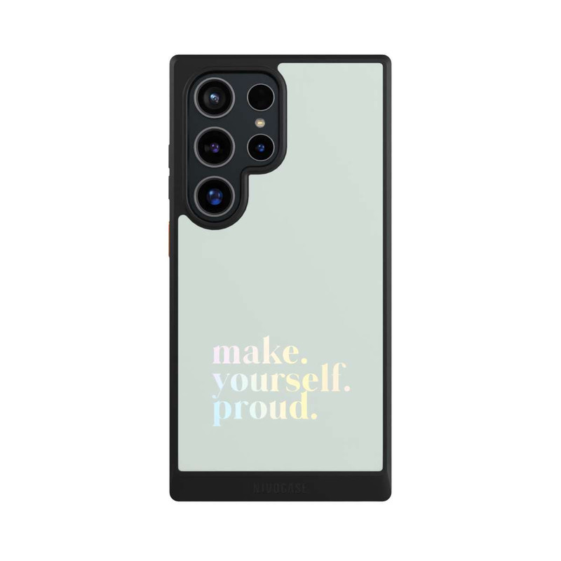 Galaxy S24 Ultra NIVOcore Make Yourself Proud Zitat-Minze und Farbverlauf