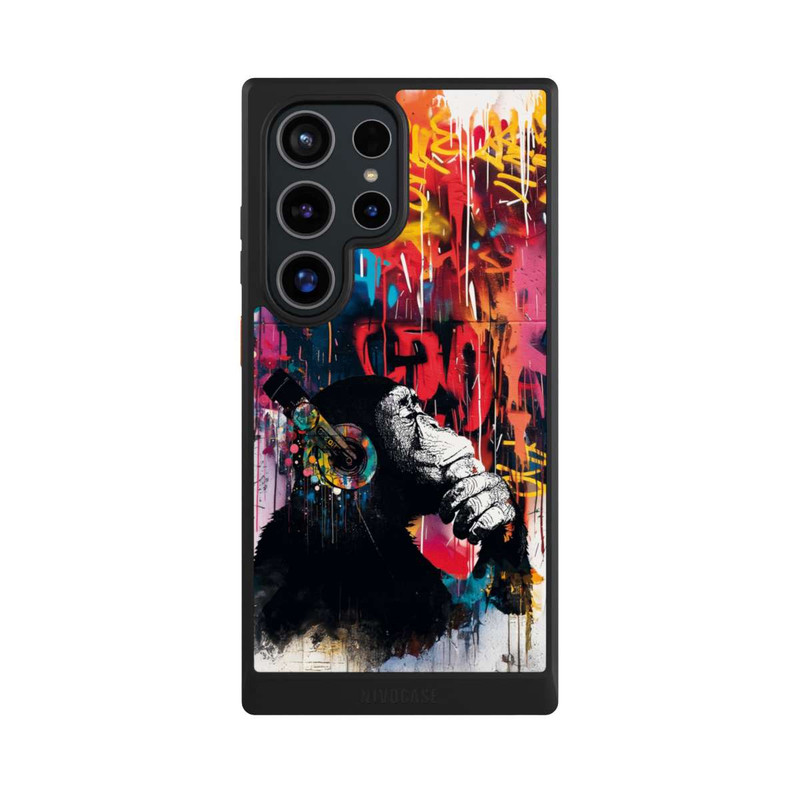 Galaxy S24 Ultra NIVOcore Affe Stereo Kopfhörer Graffiti Street Art Blau