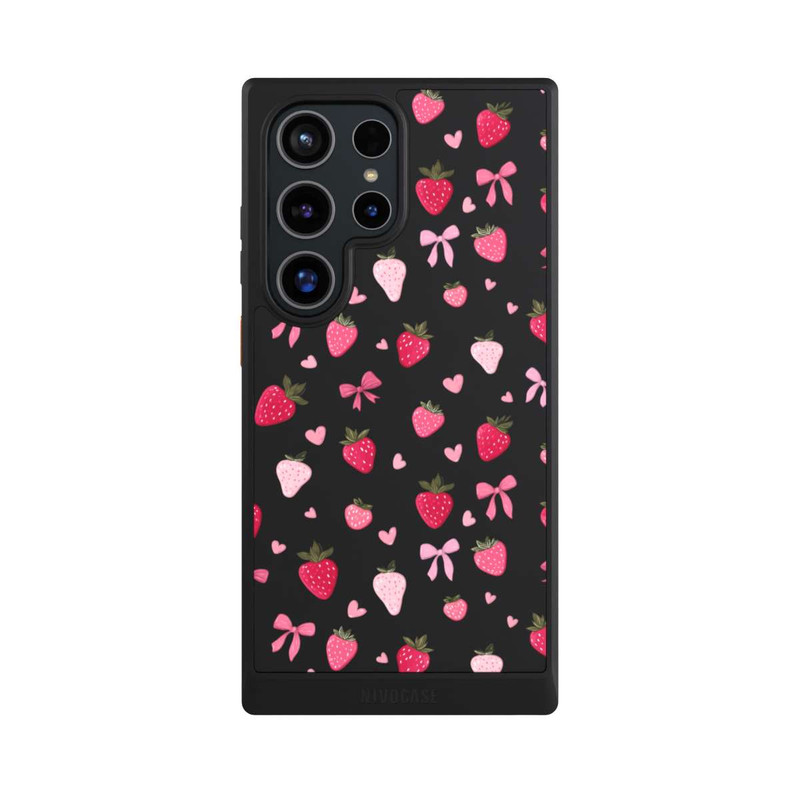 Galaxy S24 Ultra NIVOcore Strawberry Ribbon Pattern Pink Transparent