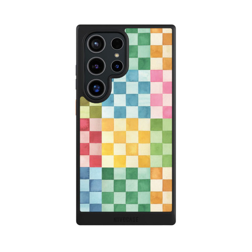Samsung Galaxy S24 Ultra NIVOcore Checkerboard Watercolor Chess Geometric Red