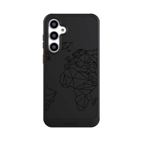 Samsung Galaxy S23 FE NIVOcore Polygon Weltkarte Schwarz ohne Hintergrund