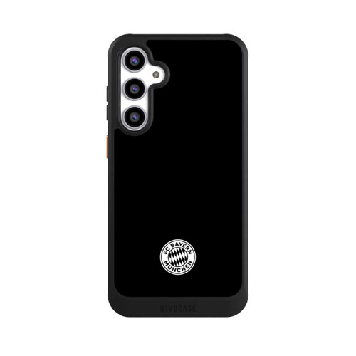 Samsung Galaxy S23 FE NIVOcore Logo FCB Classique Petit - Blanc sur Fond Noir