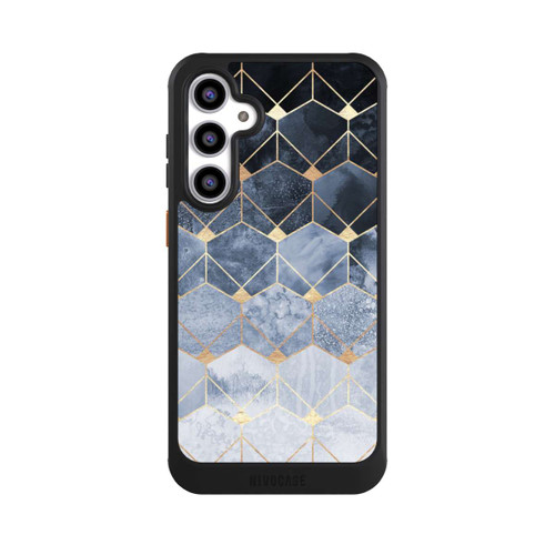 Samsung Galaxy S23 FE NIVOcore Blaue Sechsecke und Diamanten Golddruck