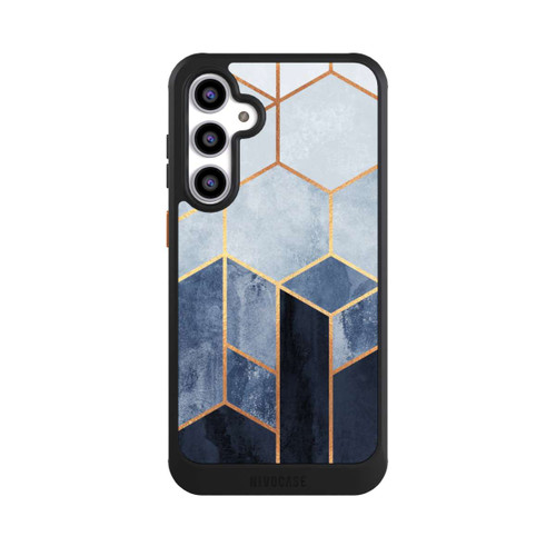 Samsung Galaxy S23 FE NIVOcore Blauer Farbverlauf Sechsecke Golddruck