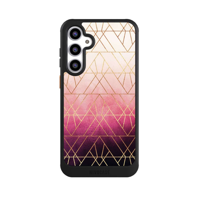 Galaxy S23 FE NIVOcore Triangles ombrés roses imprimé doré