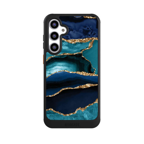Samsung Galaxy S23 FE NIVOcore Dark and Light Blue Marble Gold Glitter Look