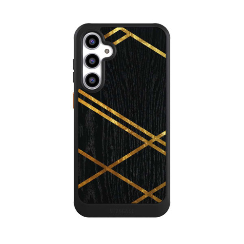 Samsung Galaxy S23 FE NIVOcore Schwarzes geometrisches Muster Goldene Streifen