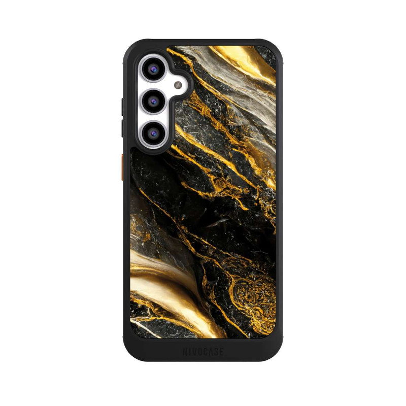 Galaxy S23 FE NIVOcore Black Marble Gold Print Layers