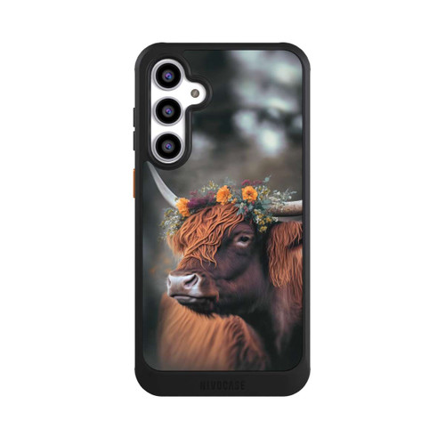 Samsung Galaxy S23 FE NIVOcore Vache des Highlands avec des fleurs avec IA
