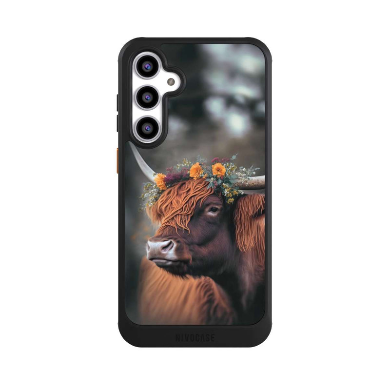 Galaxy S23 FE NIVOcore Hochland Rind mit Blumen mit KI