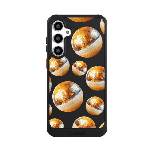 Samsung Galaxy S23 FE NIVOcore Discokugel Party Gold Orange Transparent mit KI