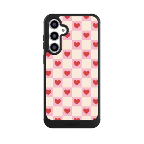 Samsung Galaxy S23 FE NIVOcore Valentine Checked Hearts Pattern Pink